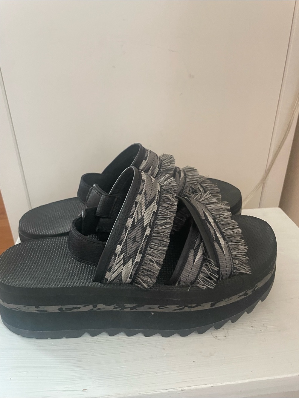 Teva Women's Gray Fringe Platform Sandals Size 7